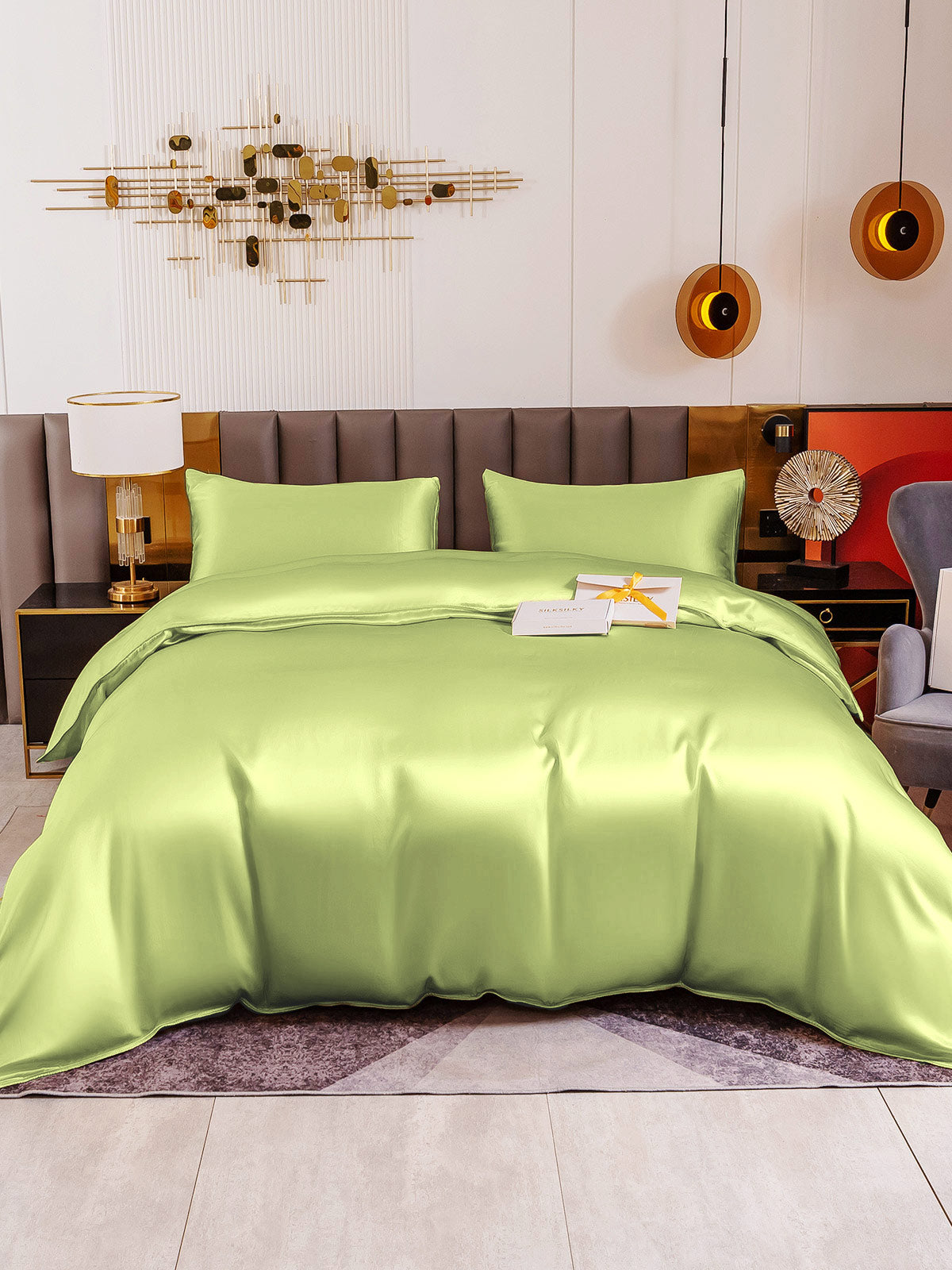 [Mintgrønn] SilkSilky-NO 19Momme Bedding Set 002