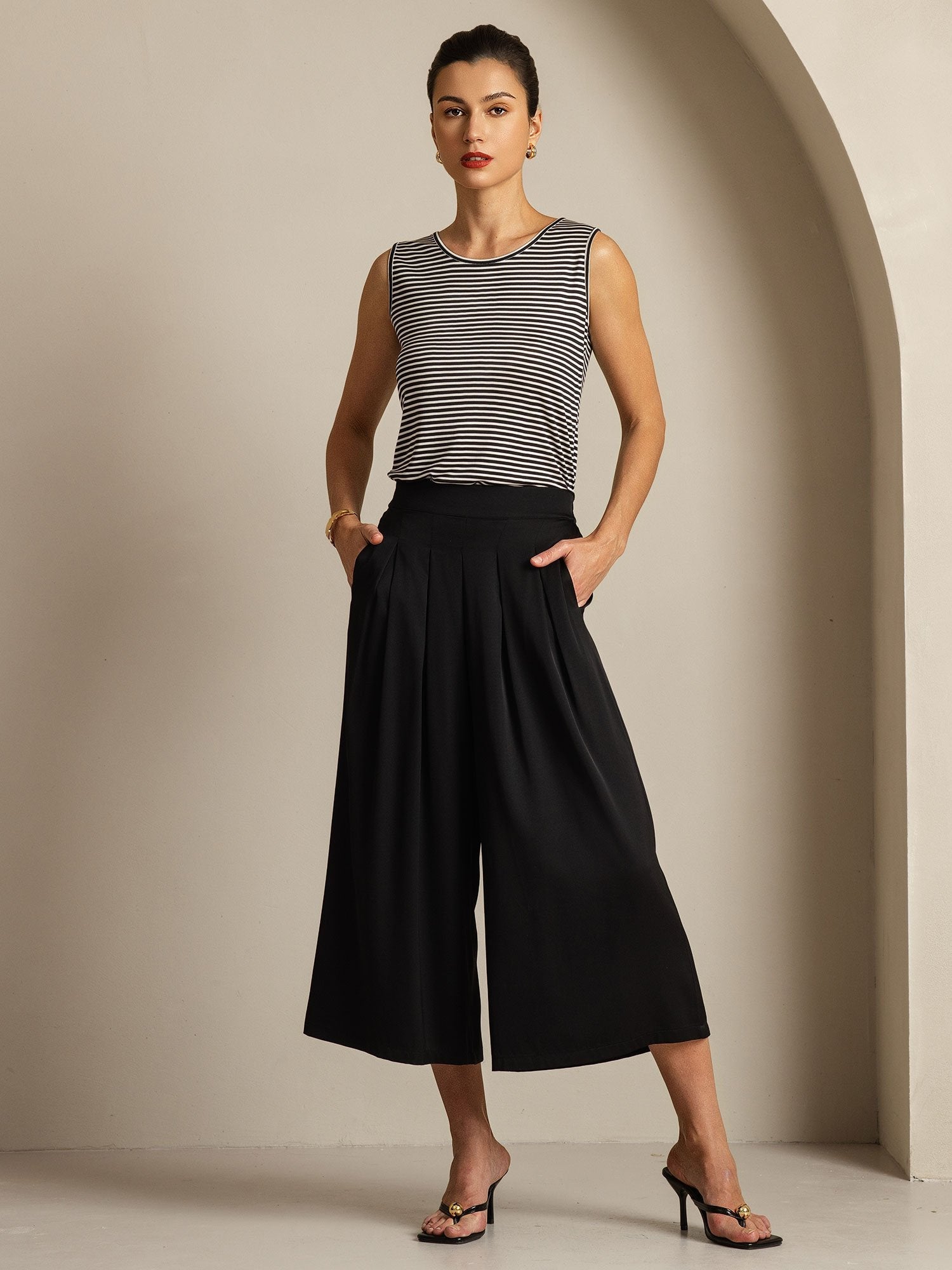 [Svart] SilkSilky-NO 19Momme Silke Womens Pants 007