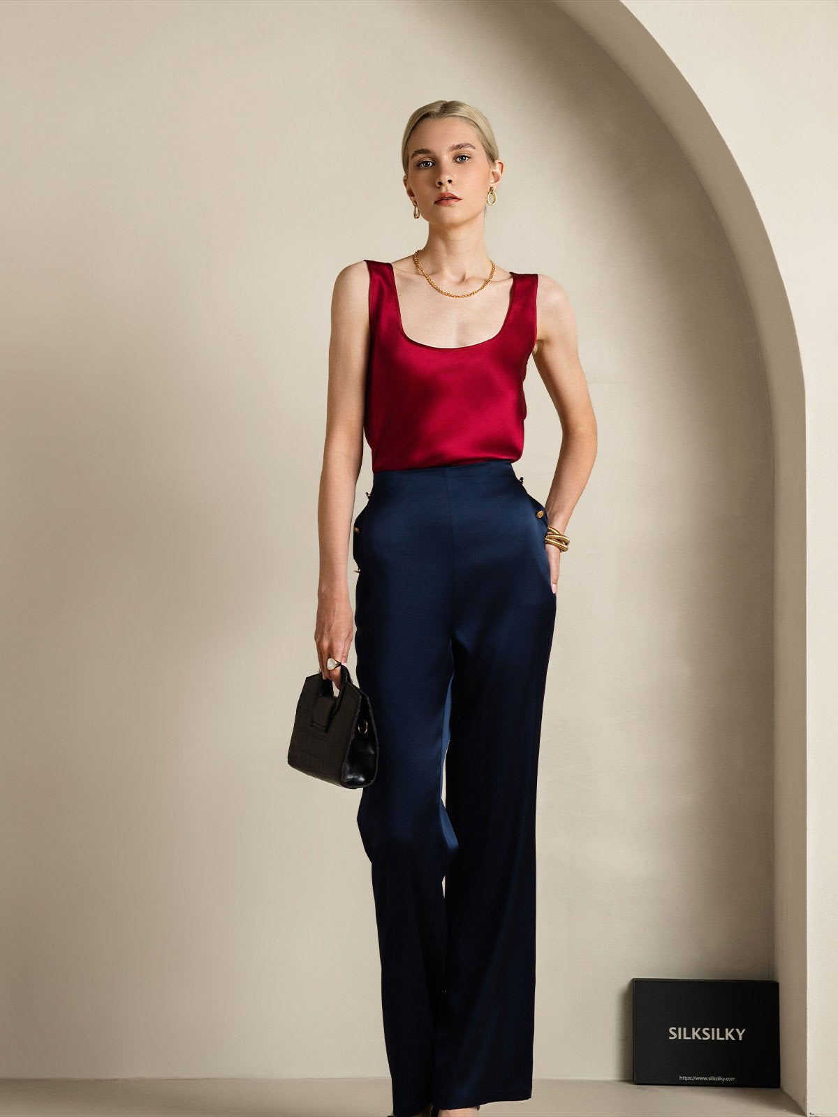 [Vin] SilkSilky-NO 19Momme Silke U-hals Camisole Topp 007