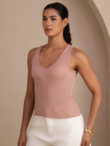 [Rosa] SilkSilky-NO Sleeveless Deep V Neck Camisole Topp 004