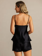 [Svart] SilkSilky-NO V Neck Camisole sett 002