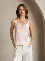 [Rosa] SilkSilky-NO 19Momme Ermeløs Dyp Rund Halsutringning Camisole Topp 001