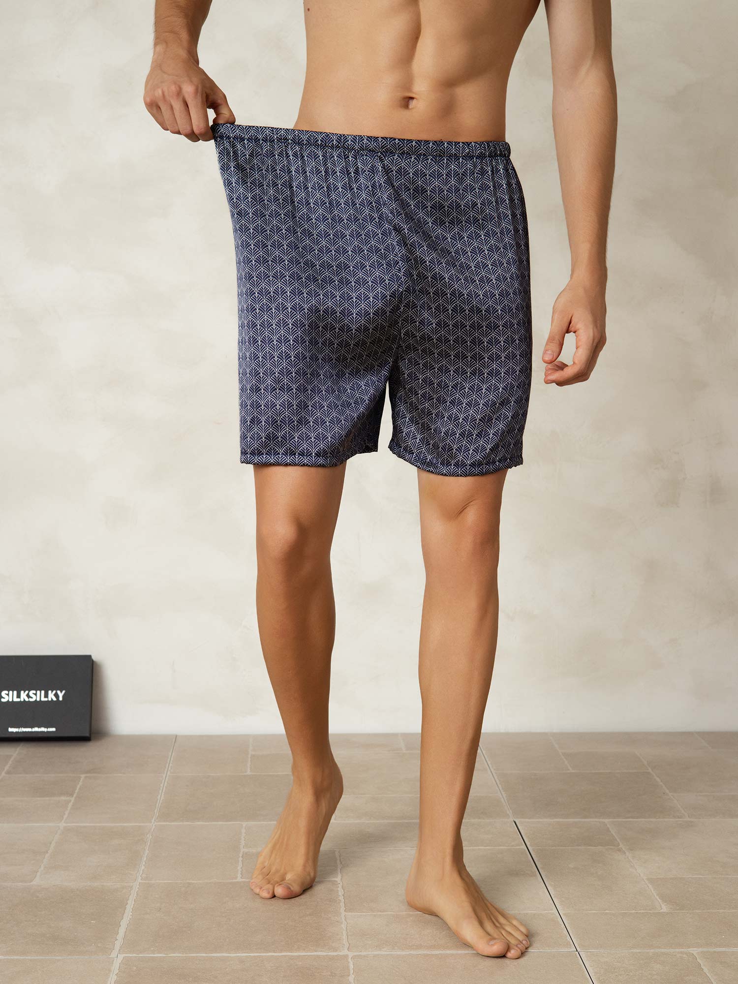 [Marine Ginkgo] SilkSilky-NO 19Momme Mens Sleep Bottoms 004