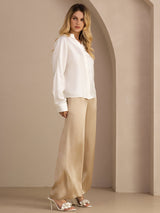 [Hvit] SilkSilky-NO Long Sleeve Blouse 005