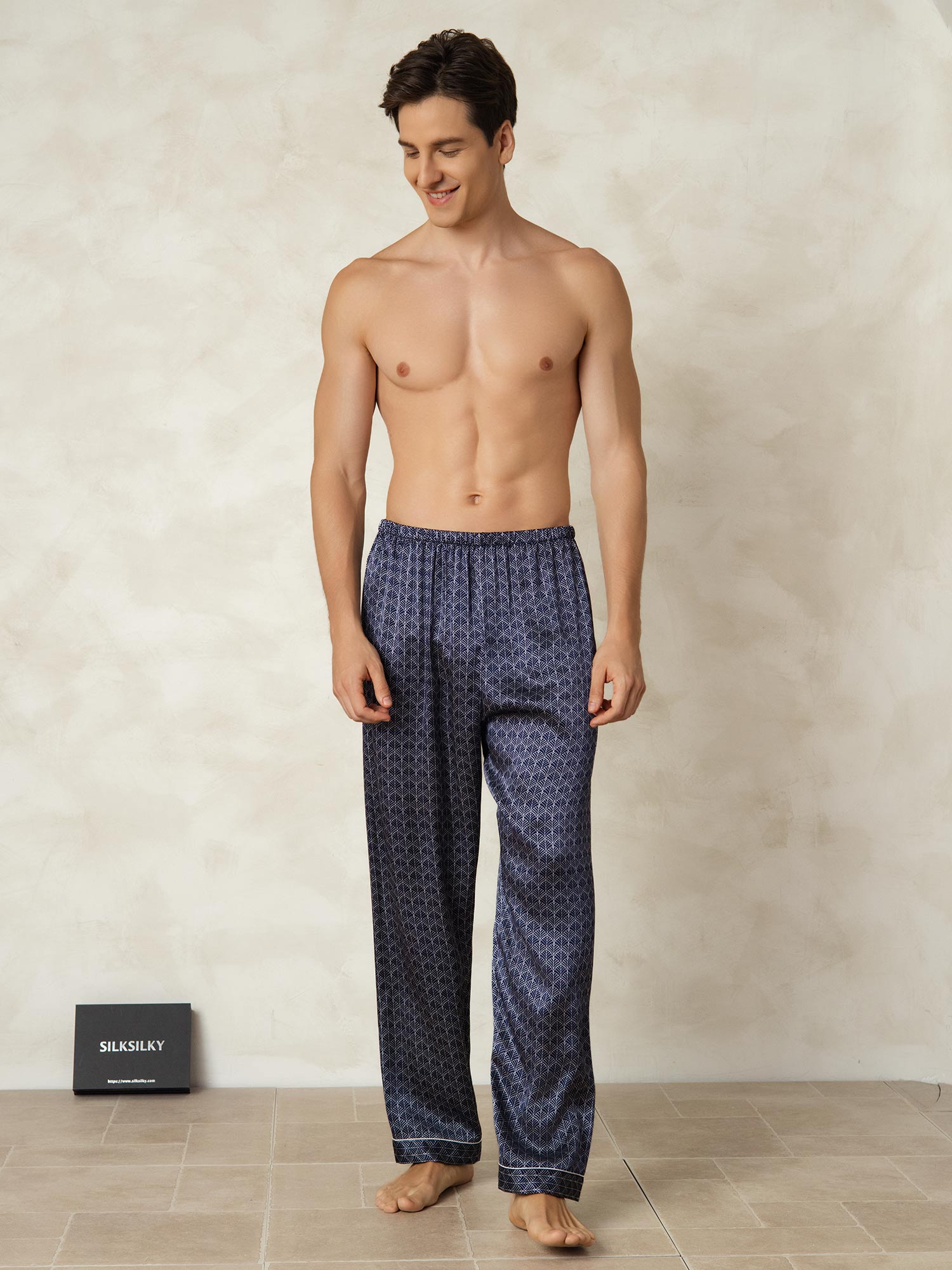 [Marine Ginkgo] SilkSilky-NO Mens Sleep Bottoms 005