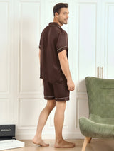 [Kaffe] SilkSilky-NO Short Sleeve Lapel Collar Pyjamas for menn 002