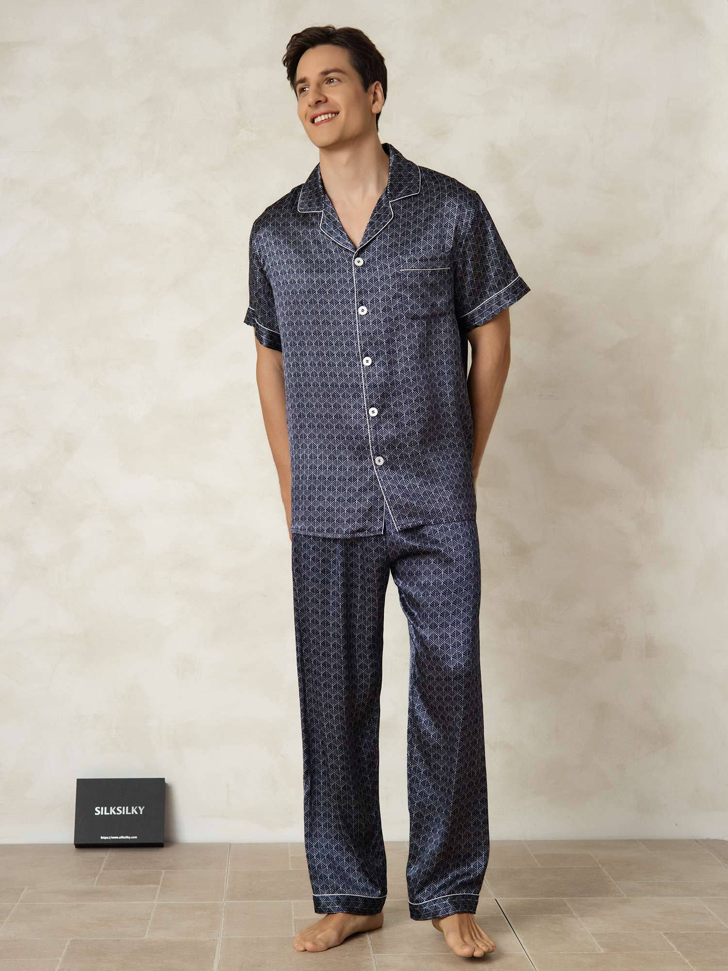 [MarineGinkgo] SilkSilky-NO Silke Lapel Collar Pyjamas for menn 001