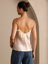 [Rosa] SilkSilky-NO Spaghetti Strap V Neck Camisole Topp 002