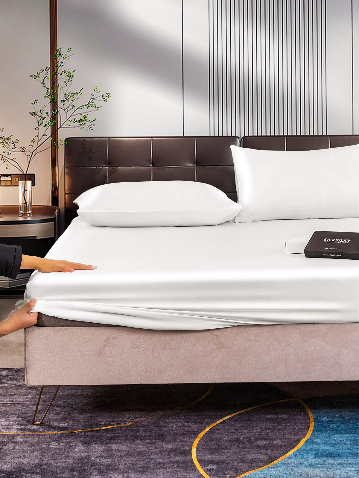 [Hvit] SilkSilky-NO 22Momme Bedding Set 006