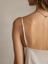 [Lysegrå] SilkSilky-NO Spaghetti Strap Cowl Neck Camisole Topp 006