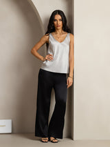 [Sølv] SilkSilky-NO Sleeveless V Neck Camisole Topp 005