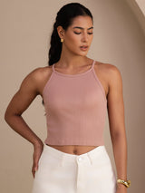 [Rosa] SilkSilky-NO Sleeveless Crew Neck Camisole Topp 001