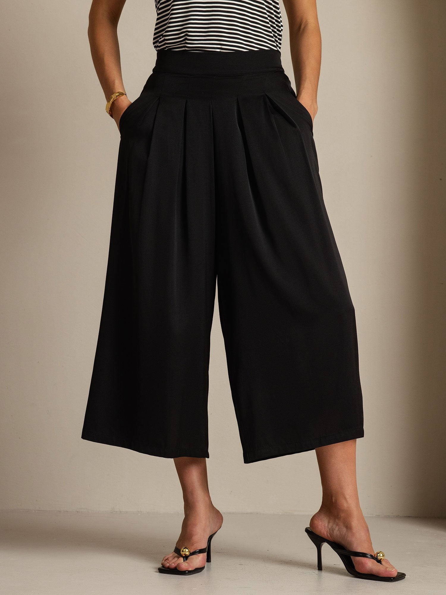 [Svart] SilkSilky-NO 19Momme Silke Womens Pants 001