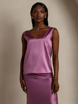 [Mørklilla] SilkSilky-NO Sleeveless V Neck Camisole Topp 004
