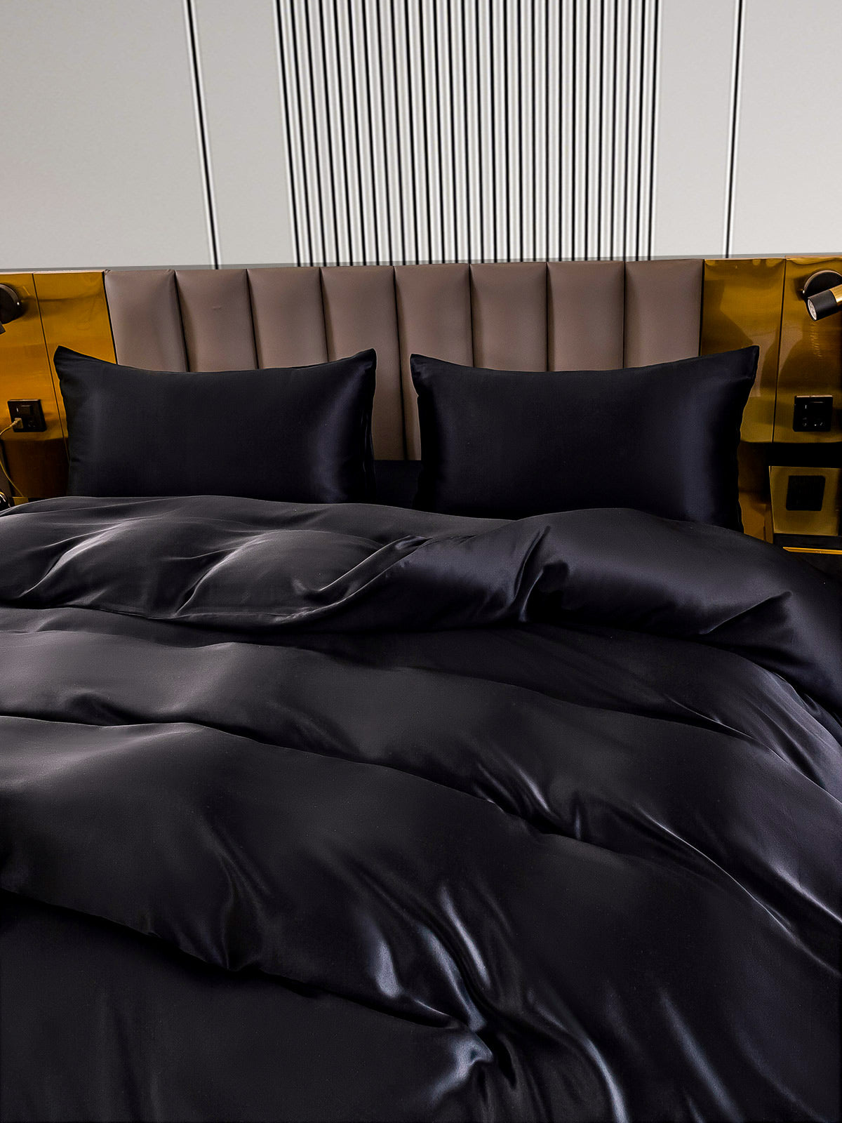 [Svart] SilkSilky-NO 22Momme Bedding Set 004