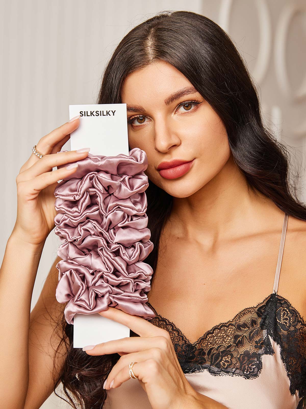 [Blek Mauve] SilkSilky-NO 19Momme Scrunchie 001