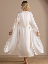 [Hvit] SilkSilky-NO 3/4 Sleeve Womens Robe 002