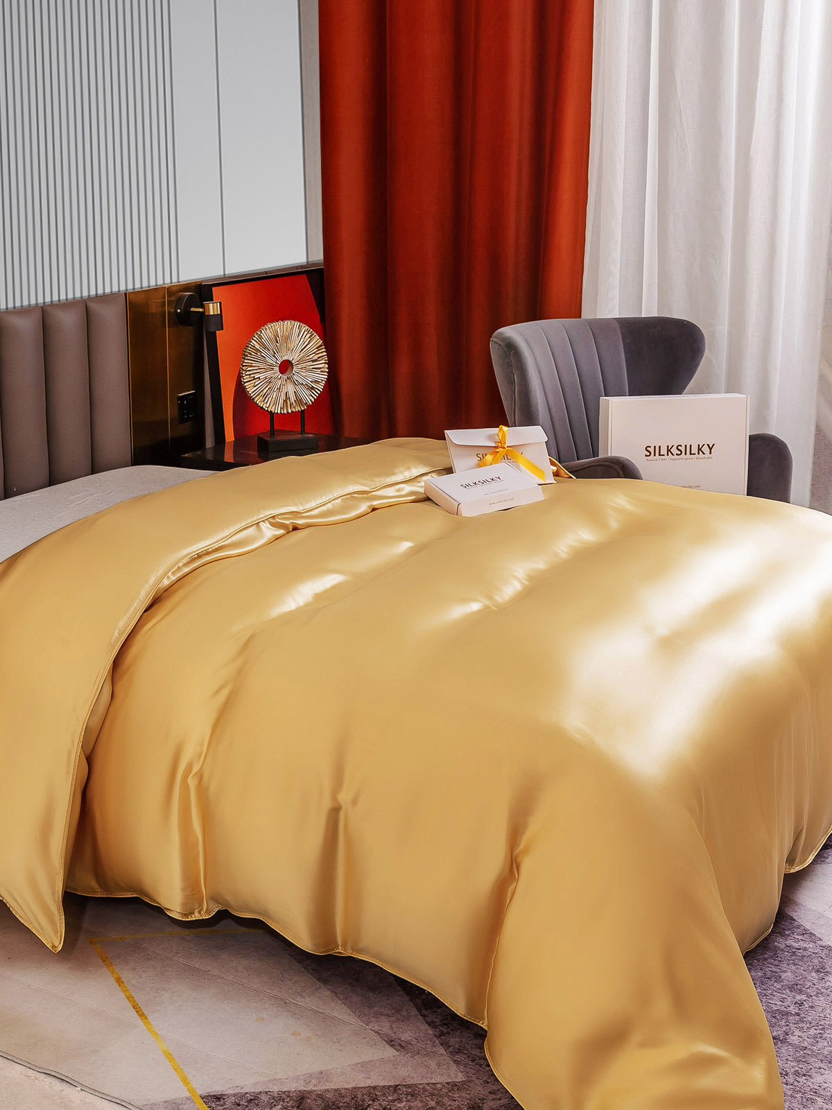 [Champagne] SilkSilky-NO 22Momme Duvet Cover 004
