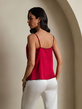 [Vin] SilkSilky-NO 19Momme Spaghetti Stropp Skjerf-Krage Camisole Topp 002