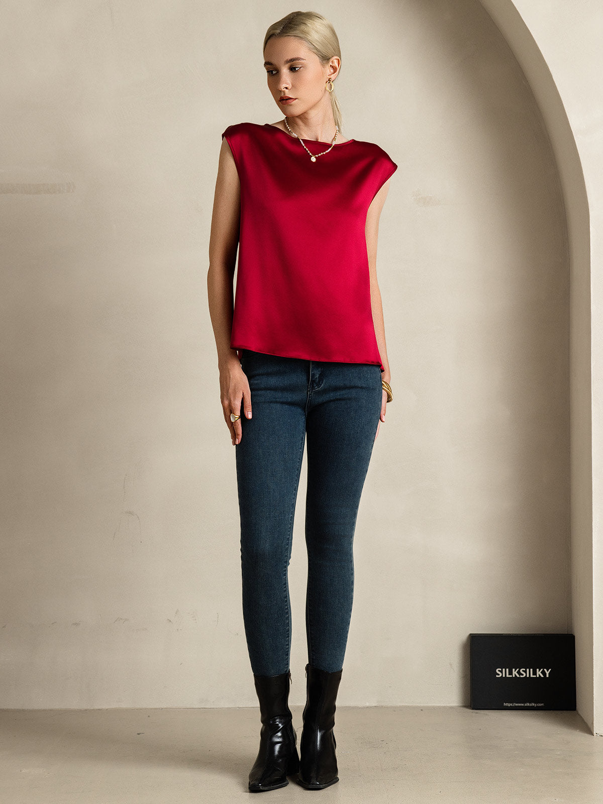 [Vin] SilkSilky-NO 19Momme Silke Womens T-Shirt 007