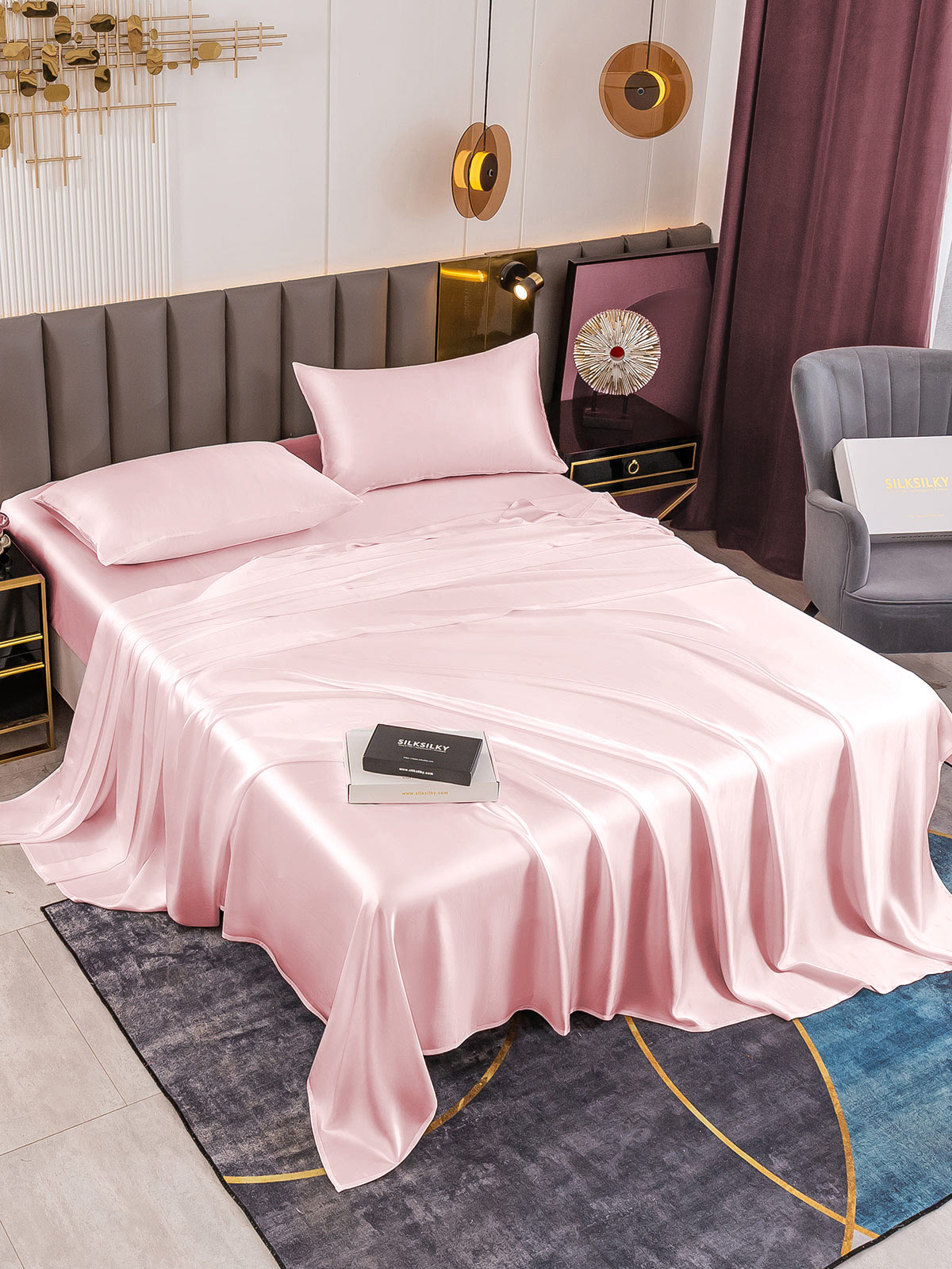 [Rosa] SilkSilky-NO 19Momme Pure Silk Bedding Set 001
