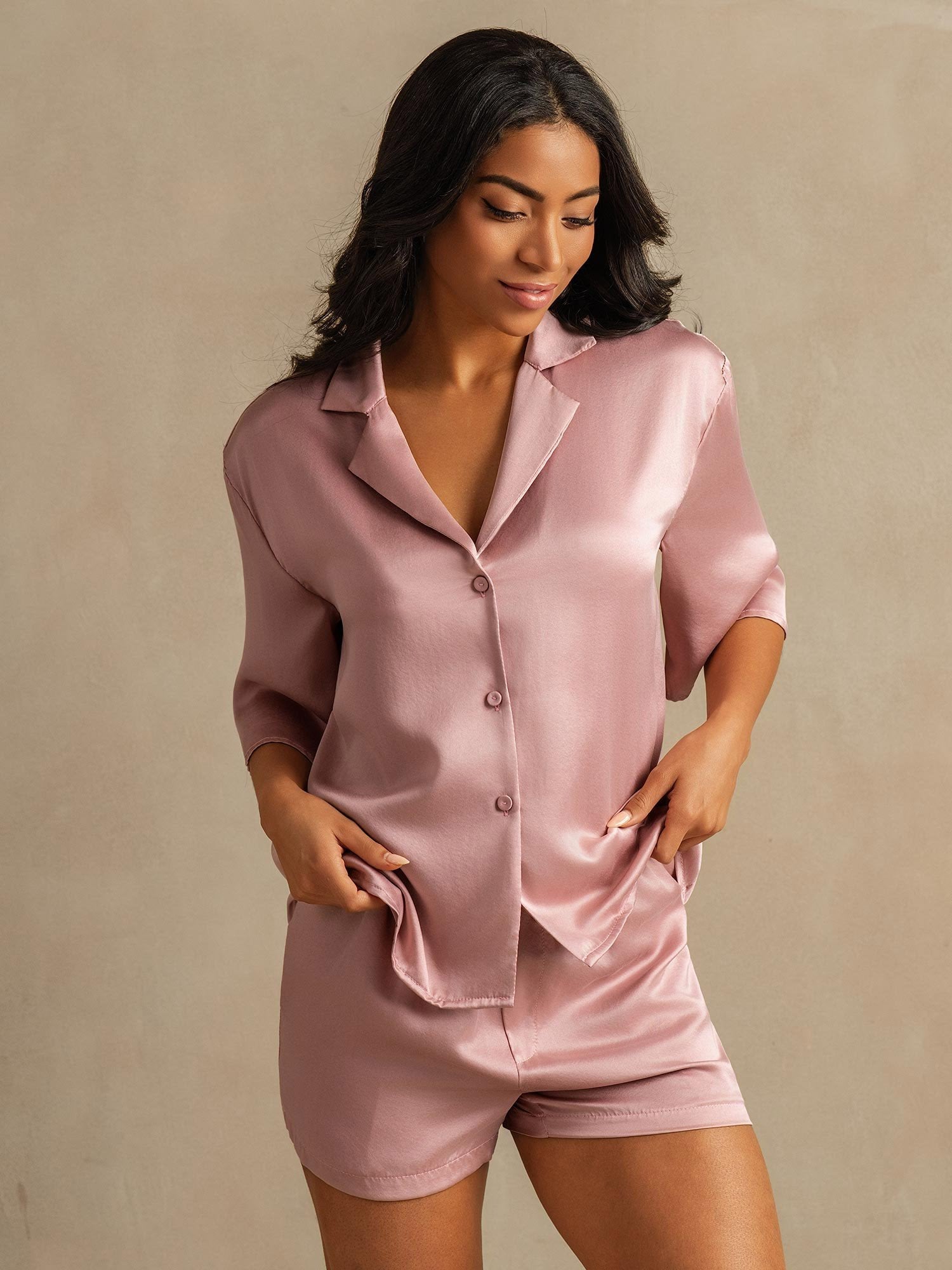 [Ferskenhud] SilkSilky-NO 19Momme Silke Womens Pajamas 003,