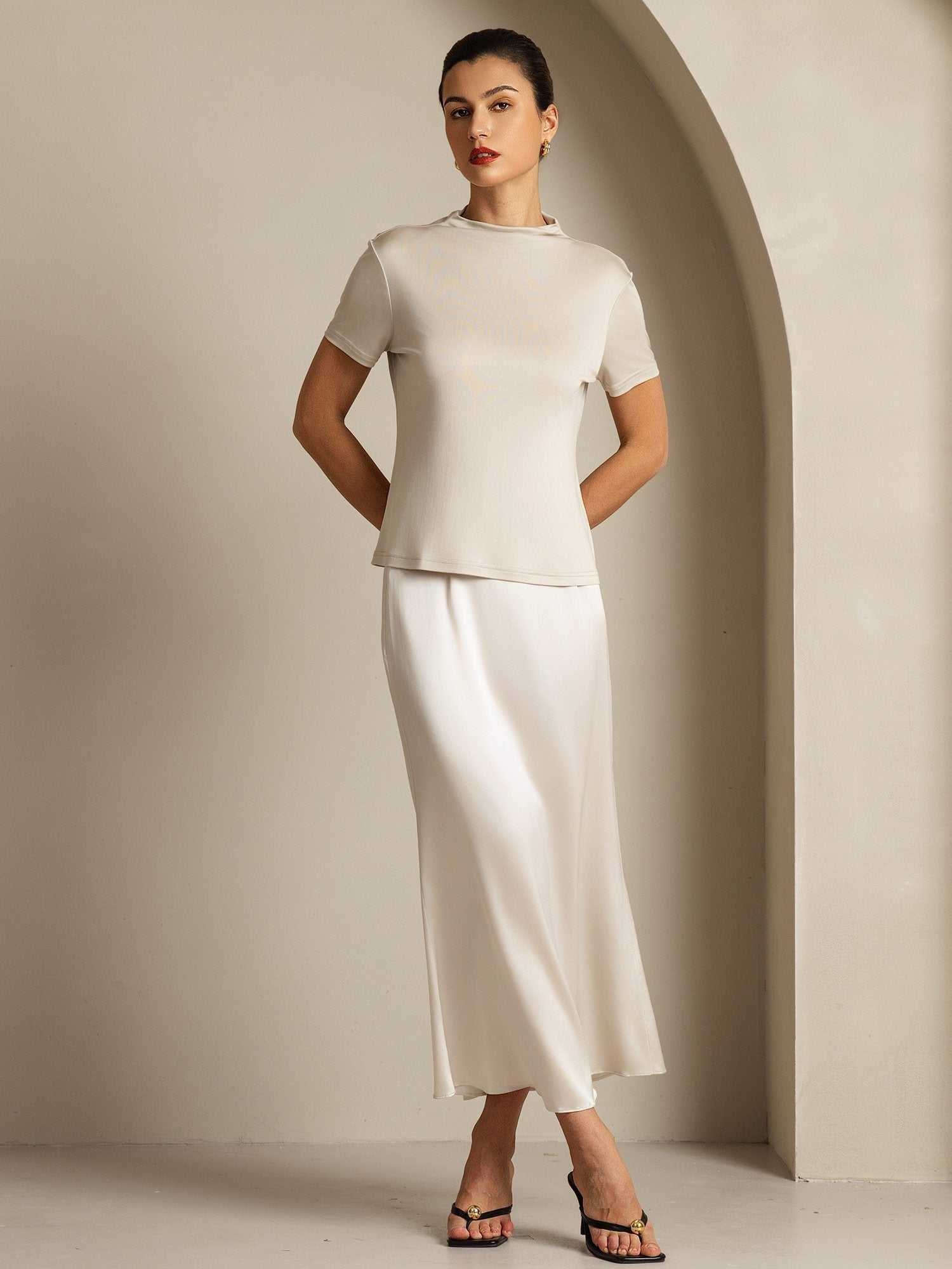 [Grå] SilkSilky-NO Silke Womens T-Shirt 007