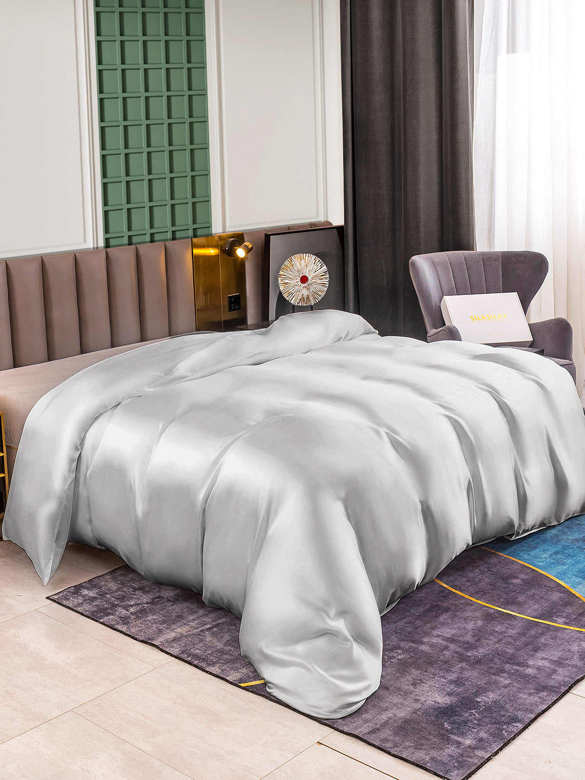 [Sølv] SilkSilky-NO 25Momme Duvet Cover 001