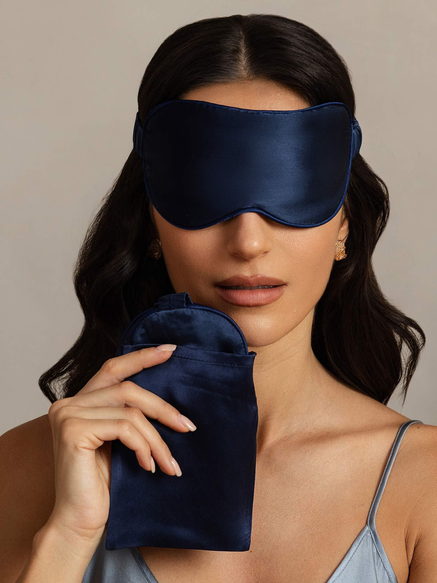 [Mørkeblå] SilkSilky-NO Silke Eye Mask 006