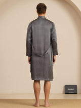 [Svart Ginkgo] SilkSilky-NO Long Sleeve Pyjamas for menn 002