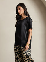 [Multi] SilkSilky-NO Pure Silk Short Sleeve Round Neck Pyjamas for Kvinner 004