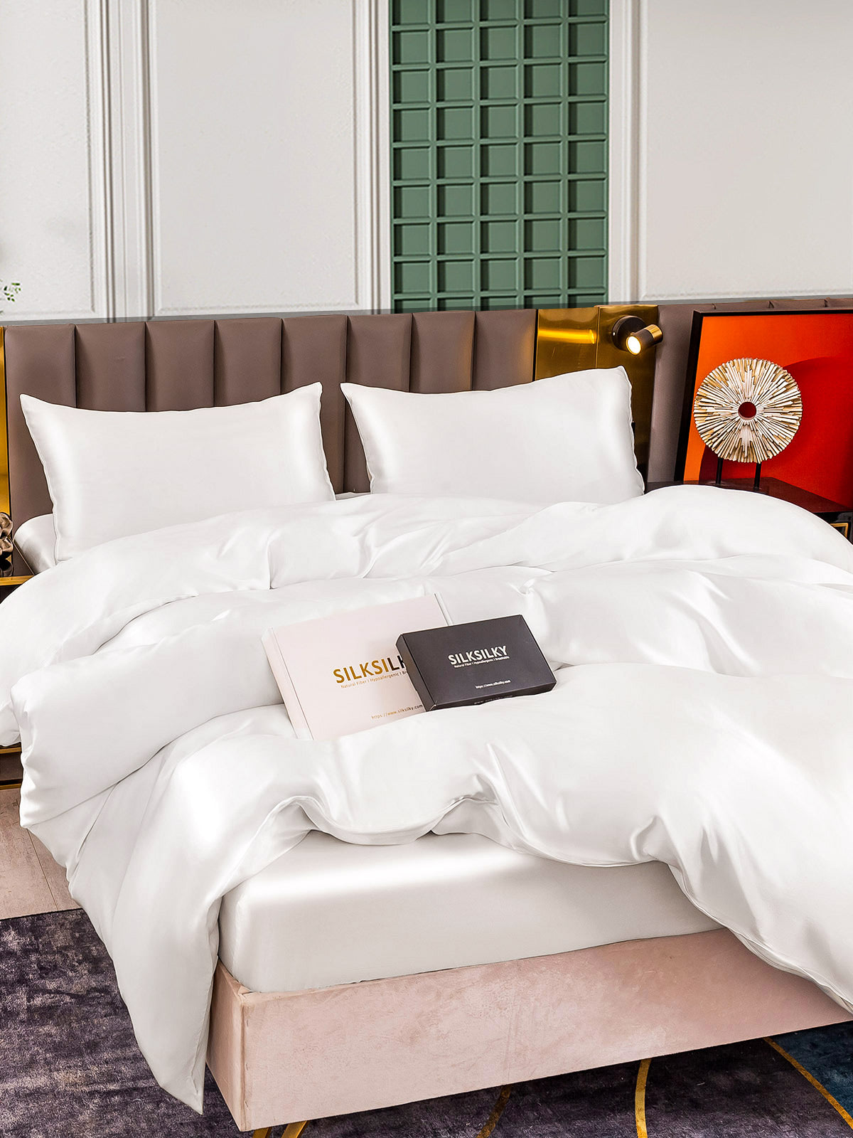 [Hvit] SilkSilky-NO 25Momme Bedding Set 005