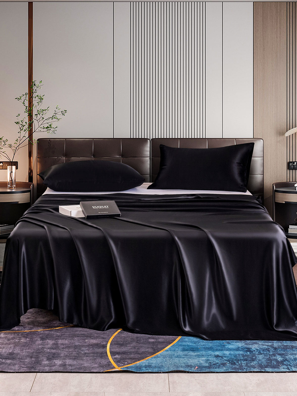 [Svart] SilkSilky-NO 22Momme Bedding Set 001