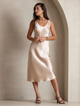 [Champagne] SilkSilky-NO Sleeveless Kjole 004