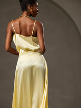 [Gul] SilkSilky-NO Spaghetti Strap Cowl Neck Camisole Topp 004