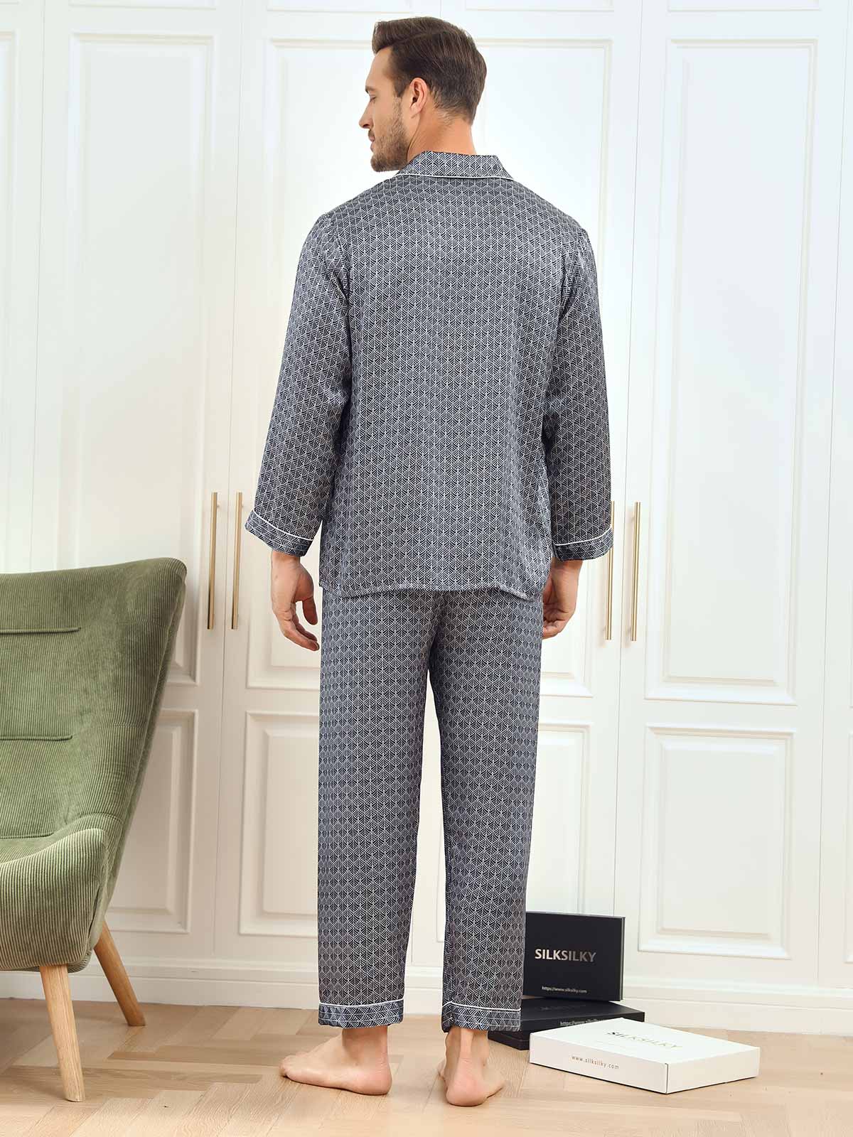 [Marine Ginkgo] SilkSilky-NO 19Momme Mens Pajamas 002