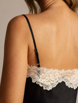 [Svart] SilkSilky-NO Spaghetti Stropp V Hals Camisole sett 005
