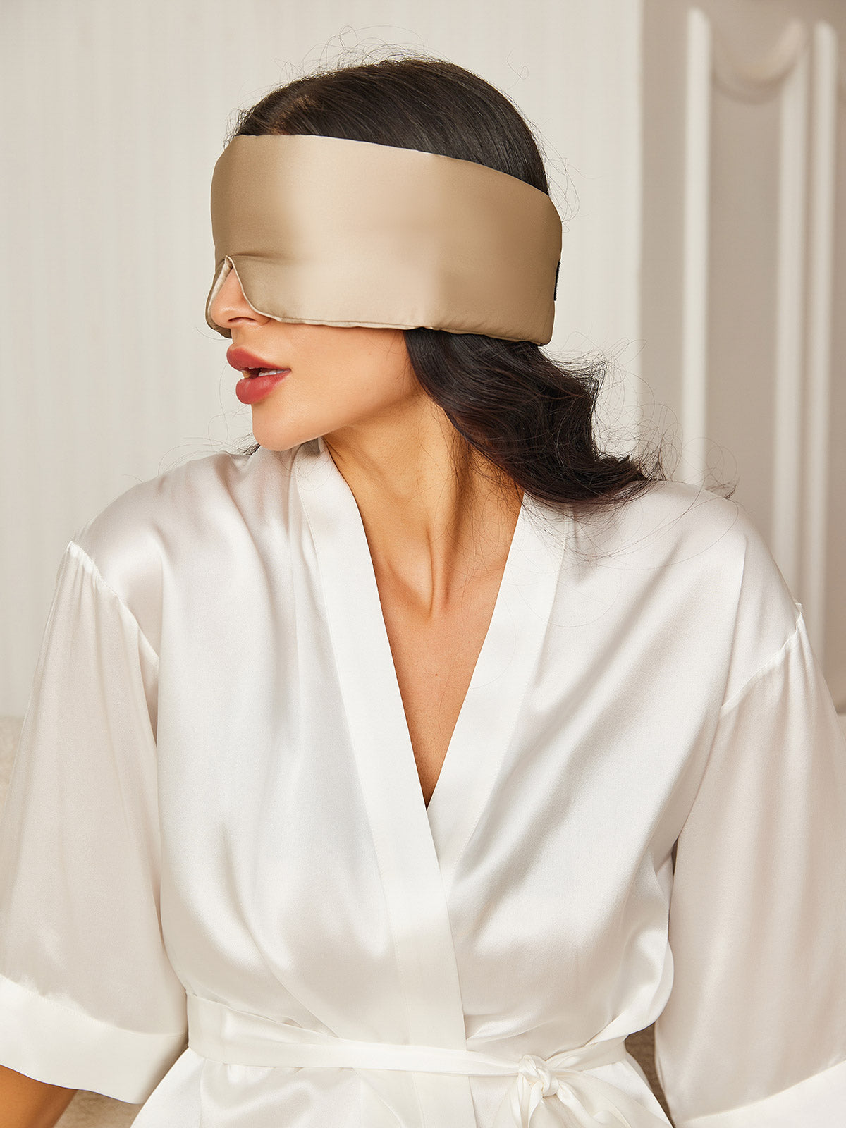 [Beige] SilkSilky-NO 19Momme Eye Mask 002