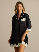 [Svart] SilkSilky-NO Silke Nightshirt 003