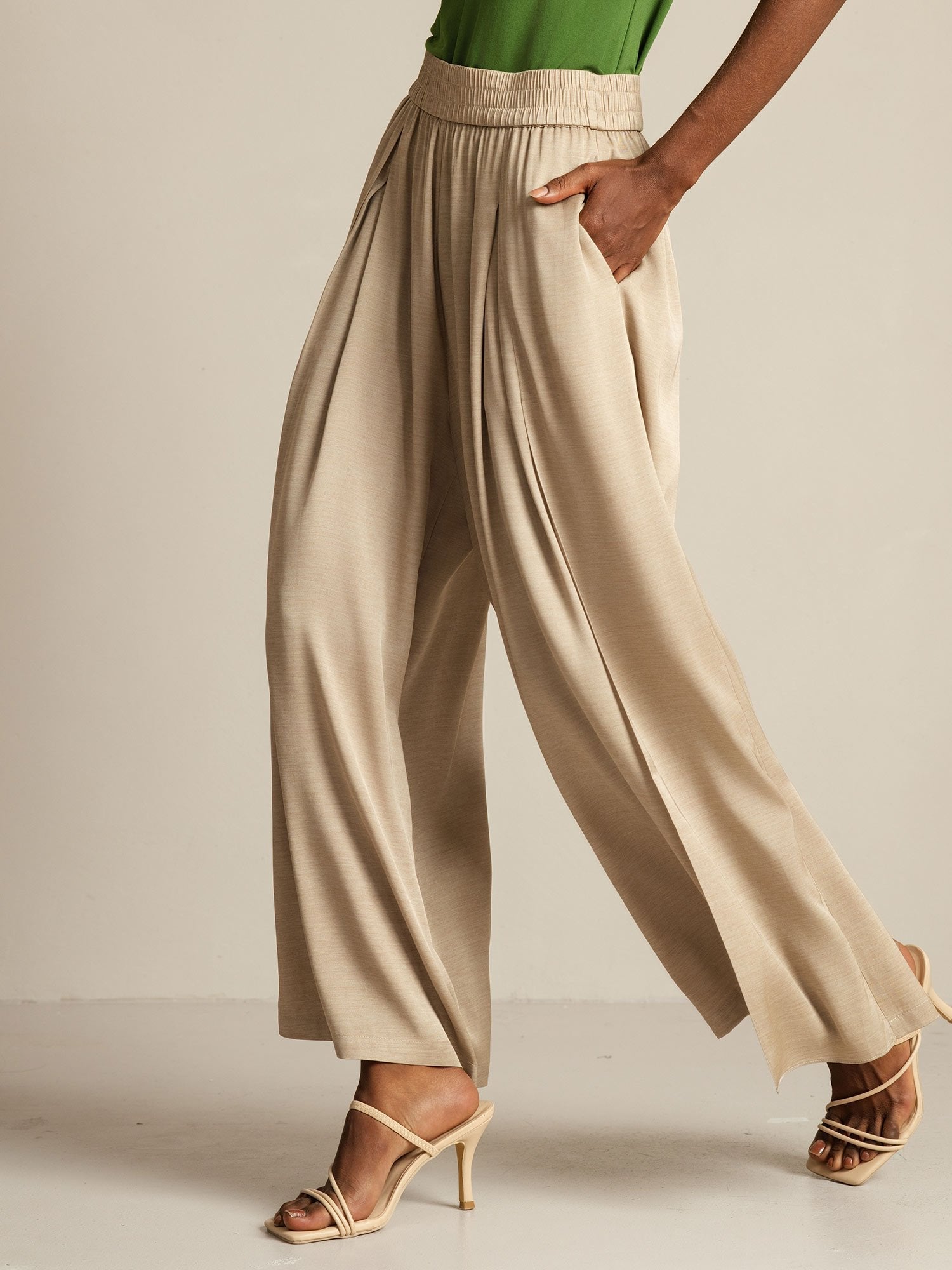 [Tan] SilkSilky-NO 19Momme Silke Womens Pants 008