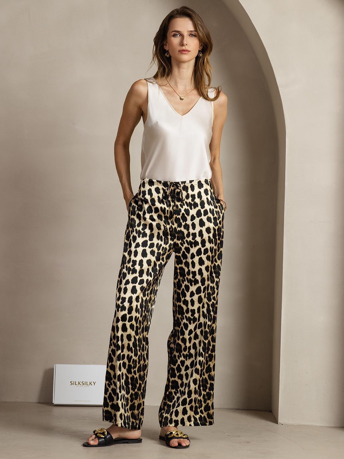 [Leopard] SilkSilky-NO 19Momme Silke Womens Pants 007