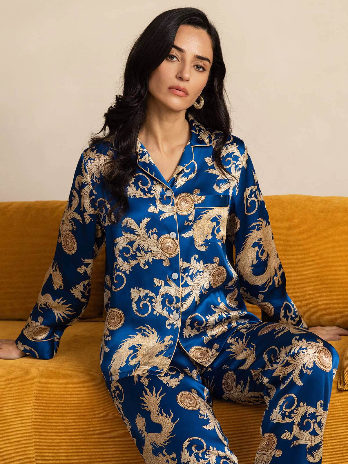[Navy Drage] SilkSilky-NO Womens Pajamas 001