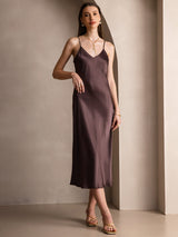 [Kaffe] SilkSilky-NO Spaghetti Strap V Neck Kjole 004