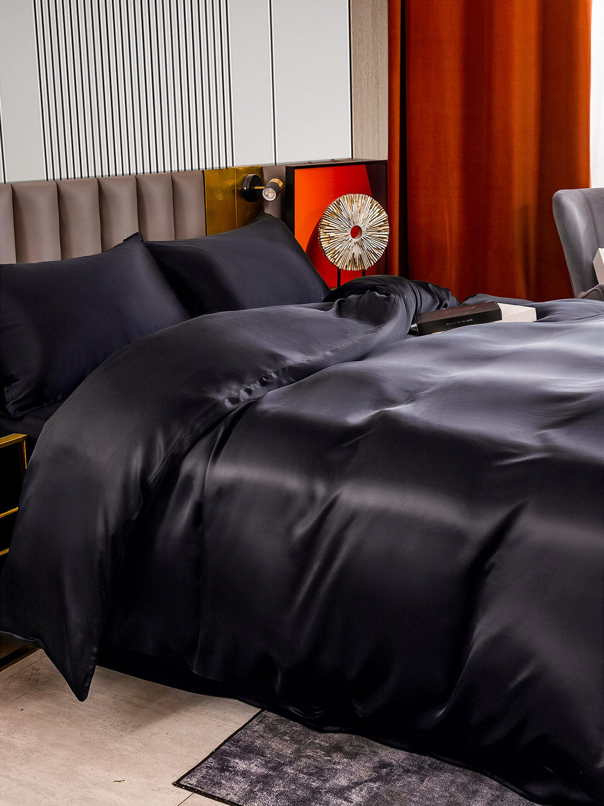 [Svart] SilkSilky-NO 22Momme Bedding Set 003