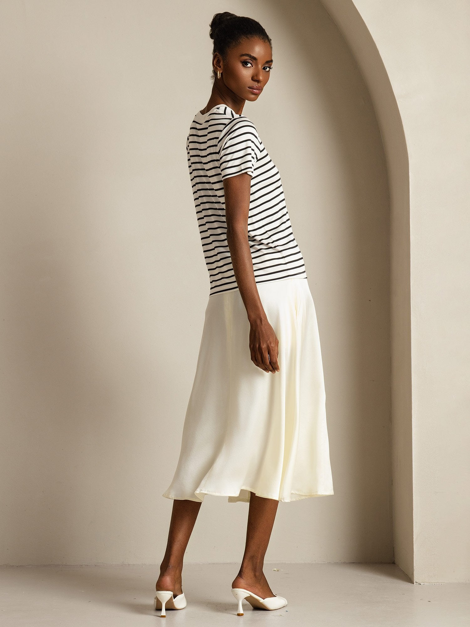 [HvitStripe] SilkSilky-NO Silke Womens T-Shirt 006