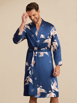 [Mørke blå] SilkSilky-NO 19Momme Mens Robe 002