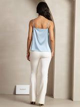 [Gråblå] SilkSilky-NO 19Momme Spaghetti Stropp Dyp Rund Halsutringning Camisole Topp 002