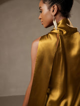 [Brun] SilkSilky-NO Sleeveless Halterneck Kjole 002