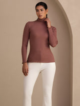 [Kameorosa] SilkSilky-NO Long Sleeve Turtle Neck T-skjorte for Kvinner 003
