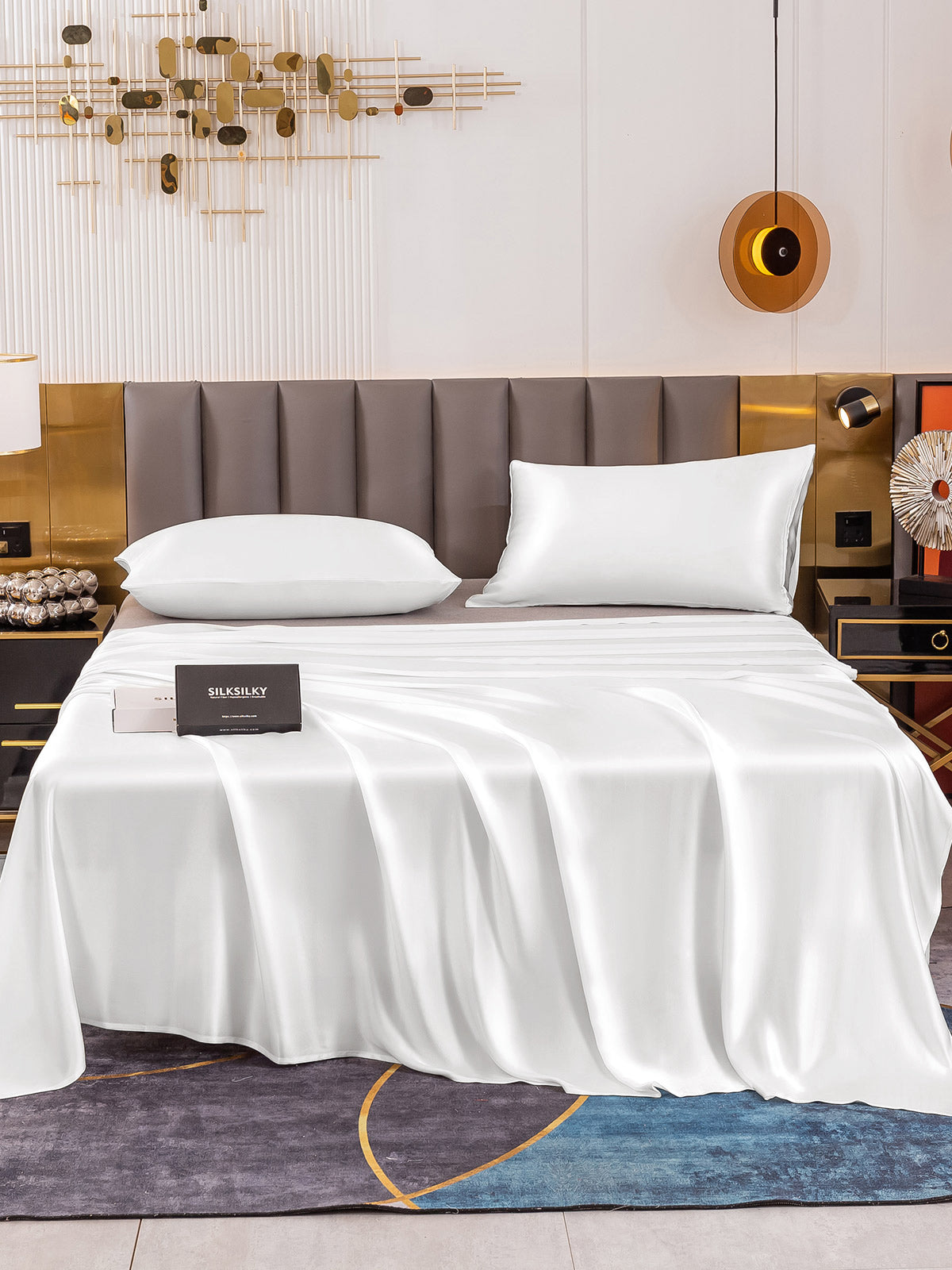 [Hvit] SilkSilky-NO 19Momme Bedding Set 002